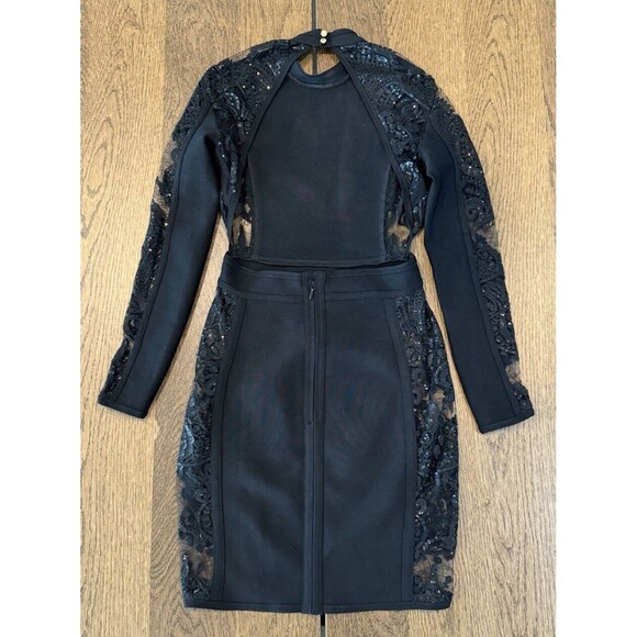 House Of CB London Gizi Mini Bodycon Dress Women’s Size M Black Lace Open Back - Picture 2 of 13